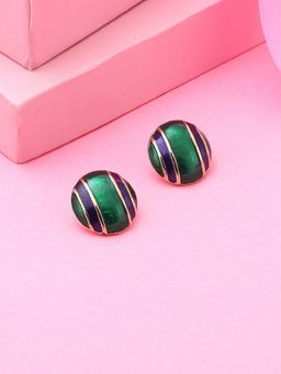 Estele - Gold Plated Pinstrip Designer Stud Earrings with Enamel for Girls and Women